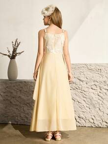 少女款，优雅香槟色雪纺吊带修身连衣裙，适合晚宴、圣诞节、万圣节、婚礼、舞会、度假、毕业季等场合。 - 香檳色 - 查看 2