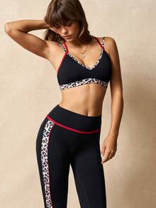 VARSIVA 女士豹纹拼接运动文胸和高腰紧身裤套装 - 彩色 - 查看 2