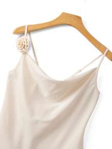 Franclia Women's Fashion 3D Floral Satin Camisole, Summer - Apricot - View 5