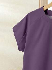 Rusticease 2件套女士紫色花卉度假休闲纯色上衣+印花半裙套装，女士夏季套装，夏季半裙套装，半裙上衣套装，女士半裙上衣套装，印花半裙套装 - 彩色 - 查看 4