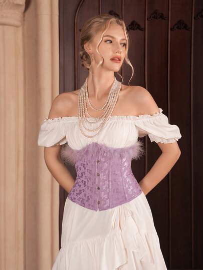 Myrelith 1件复古宫廷风紫色束腰腰带，情人节