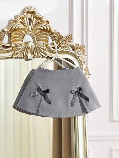 SHEIN Elladie kids Baby Girlbowknot Pleated Skirt, Comfortable, Fashionable And Elegant, New For Summer 2024