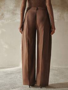 Anewsta 春季新款时尚筒腿西装裤（女款） - 棕色 - 查看 2