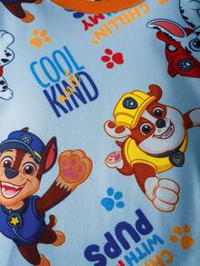 SHEIN | PAW Patrol 2pcs Young Boy Cartoon Dog Print Crew Neck Long Sleeve Top And Pants Comfortable Stretchy Pajama Set - Baby Blue - View 5