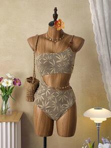 Swim Vcay Women's Hollow-Out One-Piece Swimsuit, Suitable For Beach Vacation - Brown - View 5