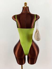 Amplova 女士网眼拼接性感吊带背心 - 綠色 - 查看 2