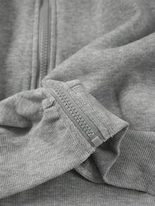 INAWLY Plus Size Women Casual Dropped Shoulder Long Sleeve Zip-Up Loose Sweatshirt - Multicolor - View 7