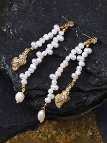 Opalesca Boucles d'oreilles pendantes pour femmes, tenues, vieux argent, perles, accessoires de mariage/mariée, style féerique/fée, perle, automne/hiver, pour maman/femme/fille/mère, élégant, premium, Saint-Valentin, cadeau