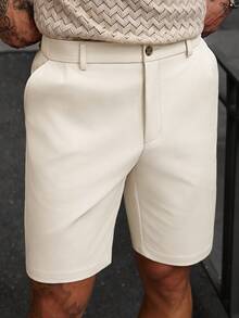 Manfinity CasualCool Men's Beige Casual Split Design Shorts - Beige - View 1