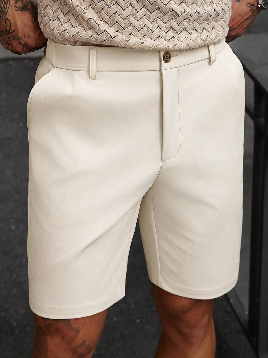 Manfinity CasualCool Men's Beige Casual Split Design Shorts - Beige - View 1