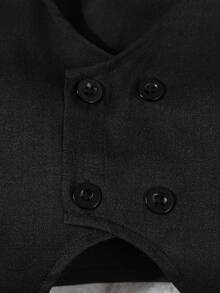 SHEIN 三件套男婴正式绅士风套装，包括长袖白衬衫（带蝴蝶结）、双排扣马甲和长裤，适合生日派对、晚宴、婚礼、比赛表演、周岁生日、洗礼等正式场合，时尚优雅的幼儿婚礼服饰。