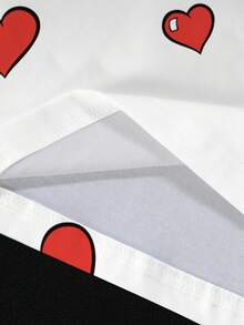 TOM & JERRY X SHEIN 男士休闲宽松版型心形字母图案超大号T恤，时尚街头风，适合日常穿着，也适合情人节。 - 白色 - 查看 5