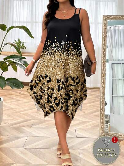 EMERY ROSE Plus Size Women Asymmetric Hem Sleeveless Elegant Casual Party Minimalist Sexy Dress