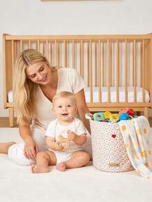 Cozy Pixies 波点爱心图案多尺寸收纳篮，适合存放玩具/婴儿房用品 - 米色 - 查看 2