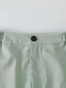 2pcs/Set Teen Boy Gentleman Outfit, Includes Slim-Fit Contrast Color Vest And Light Green Dress Pants, Elegant Formal Suit For Birthday,  ,   Guest, Pageboy, Ring BoyWedding,Prom,Graduation - Mint Green - View 7