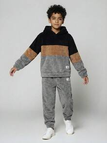 Vacaura Bộ 2 chiếc áo hoodie vải nỉ hai mặt tương phản thường ngày cho bé trai tuổi mới lớn - Nhiều màu - Xem 2