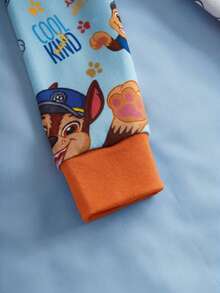 SHEIN | PAW Patrol 2pcs Young Boy Cartoon Dog Print Crew Neck Long Sleeve Top And Pants Comfortable Stretchy Pajama Set - Baby Blue - View 4