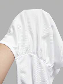 Slaydiva 早春新款，春夏音乐节，情人节，复活节休闲风，简约基础款，Y2K街头甜美风，畅销款，日常约会，辣妹风，性感运动风，返校季，U领，领口，后背镂空标签，侧褶，白色罗纹条纹针织上衣，女士背心 -A - 白色 - 查看 10