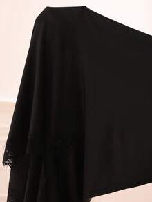 SHEIN Sexy Lace Patchwork Slit Women's Nightgown - Black - View 6