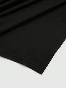 Sweetra T-shirt ajusté à manches courtes avec ourlet asymétrique minimaliste de couleur unie grande taille - Noir - Voir 5