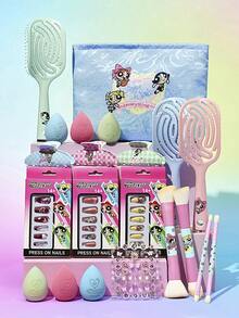 FanGlow THE POWERPUFF GIRLS X SHEIN 1 miếng mút trang điểm họa tiết hoa và trái tim hoạt hình nhiều màu sắc - Màu Hồng Tươi - Xem 9