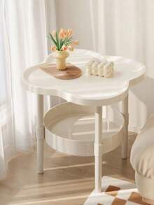 1pc Clover Reinforced Stable Bedside Table, Modern Minimalist Small Coffee Table - Multicolor - View 2