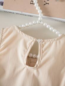 Elladie kids Baby Girls' Elegant Sleeveless Bow Decor Ruffle Mesh Hem Dress, Spring/Summer - Champagne - View 5