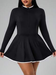 Rhythm Era Rhythm Era 大码女式二合一防走光半身裙 - 休闲优雅高尔夫网球服，性感修身瑜伽运动裙，内置短裤和口袋