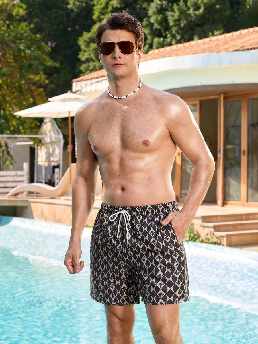 Manfinity Swimmode 男士复古宽松弹力腰抽绳休闲百搭沙滩裤