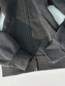 Glimmora New Women Zip-Up Sweatshirt, Gray Long Sleeve Jacket - Dark Grey - View 5