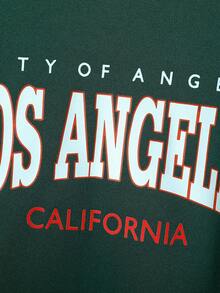 SHEIN 青少年男孩字母圖形t恤與帶條紋修剪短褲 - 墨綠色 - 查看 4