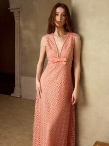 MOTF PREMIUM VESTIDO ELEGANTE SIN MANGAS PARA MUJER, ADECUADO PARA CITAS DE PRIMAVERA/VERANO - Naranja - Ver 7