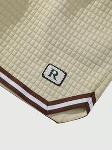 ROMWE MEN 男士休闲纹理抽绳口袋短裤 - 杏色 - 查看 4