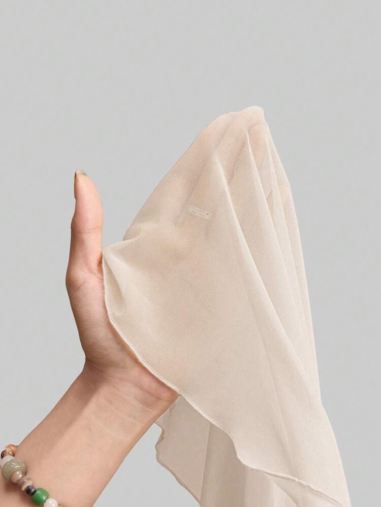 2026SS Women's Solid Color Sheer Mesh High Neck Long Sleeve Blouse, Versatile For Urban Commute, Business Casual, Holiday, Party, Summer