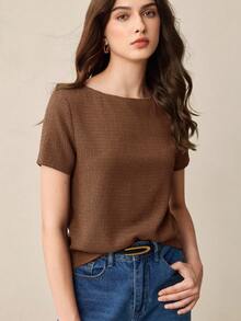 BizChic 女士纯色不规则领镂空金属装饰修身长袖休闲办公上衣、商务休闲上衣、派对装、优雅夏季衬衫