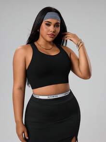 Rhythm Era Sujetador deportivo sin costuras de alta elasticidad y reflectante para mujer de talla grande - Negro - Ver 3