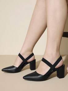 CUCCOO CURVES Women's Pointed Toe Buckle Design Everyday Versatile Fashion High Heels Valentine's Day - Black - View 3