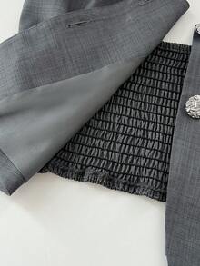 Elamini Women's Dark Grey Suit Vest, Professional Office Workwear, Business Casual, Spring/Summer - Dark Grey - View 6