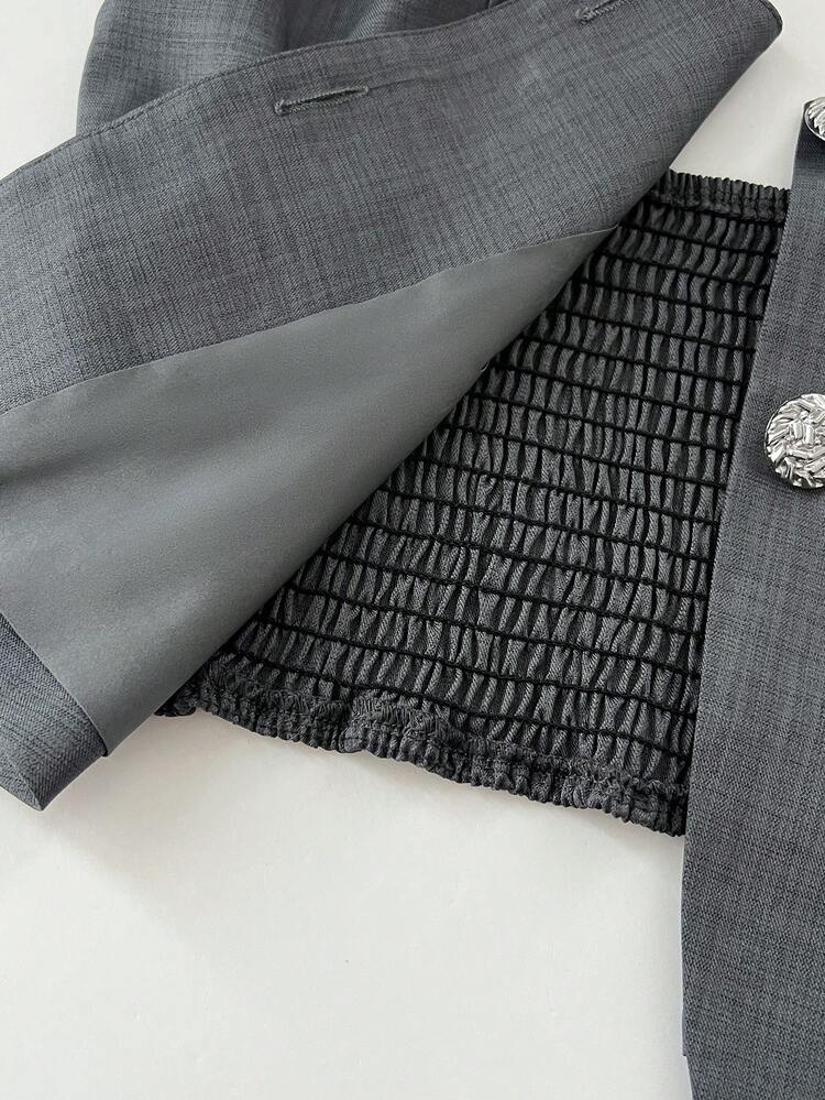 Elamini Women's Dark Grey Suit Vest, Professional Office Workwear, Business Casual, Spring/Summer - Dark Grey - View 6