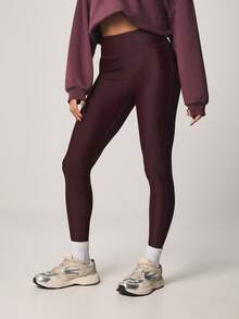 MISSGUIDED Quần legging thể thao cạp cao màu đỏ tía với túi khóa kéo bên hông, thích hợp cho yoga, chạy bộ và trang phục thể thao hàng ngày. - Gỗ đỏ - Xem 1