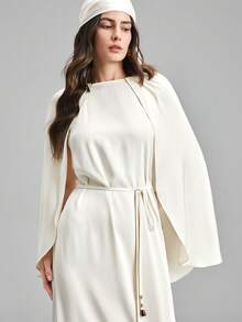 Ontre Đầm maxi dáng dài có mũ, thắt lưng màu be, mẫu mới mùa xuân sớm 2026, phù hợp cho các bữa tiệc thành thị hiện đại, mùa tựu trường, trang phục thường ngày tối giản phong cách thành thị, phong cách Bohemian, kỳ nghỉ, lễ hội, mùa xuân, trang phục lễ hội ngày Valentine, tiệc bãi biển thanh lịch. - Màu be - Xem 6