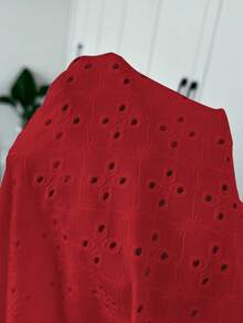 SHEIN Frenchy Plus Size Tie Dye Floral V-Neck Lace Patchwork Textured Women T-Shirt - Red - View 7