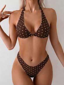 Swim Basics 女士两件式波点印花比基尼套装，休闲度假风 - 彩色 - 查看 1