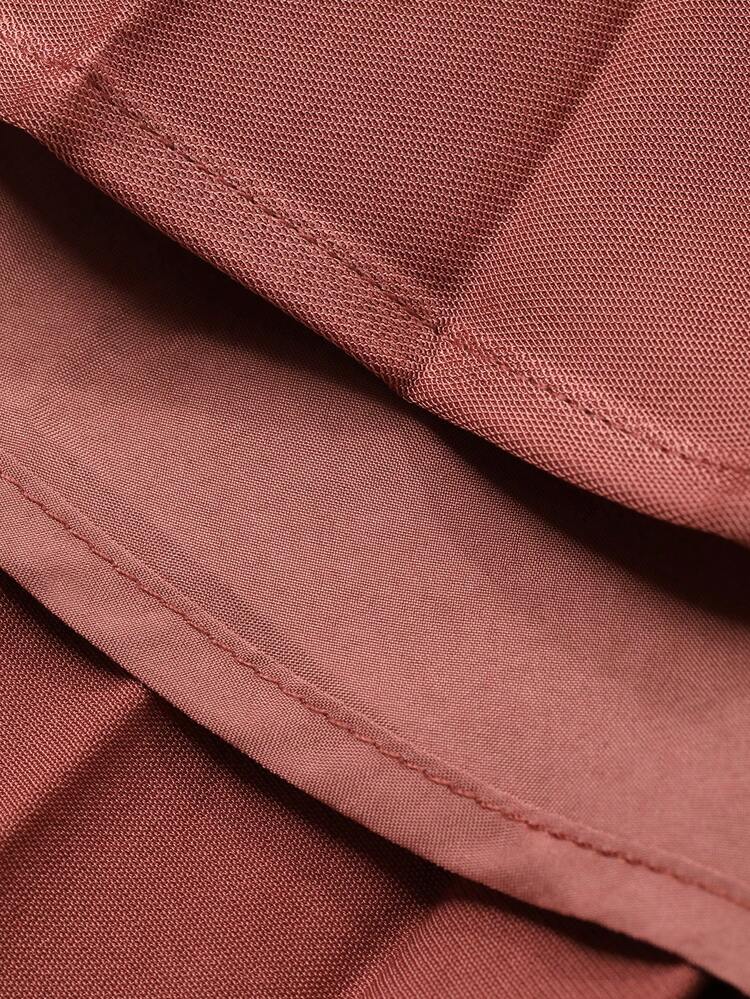 Women's Elegant Solid Color Round Neck Sleeveless Asymmetric Ruffle Pleated Dress, Summer Sundress