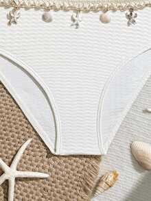 SHEIN 3pcs Girls/Girl Black Series Swimsuit Set, Beach Holiday Party, Spring/Summer Swimsuits White Three Piece Swimsuit Set Seashell Bathing Suit Modest Bikini Set Beach Girl Outfit Bikini For Kids Bikini For Tweens Tween Gurl Bikini Sets Summer Two Piece Three Piece Bathing Suit Swimwear Girls Set 3pcs Set Bikini With Sarong Skirt Girls Beach Sets Tied Waist Swim Skirt Bathing Suit Set 3 Piece Bikini Set Three Piece Swimsuit Set Bathing Suits 3 Piece Three-Piece Swimsuit Set White Bikini Set - Apricot - View 5