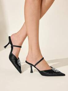 CUCCOO CHICEST Giày cao gót mũi nhọn đính đá sang trọng cho nữ - màu đen - Xem 6