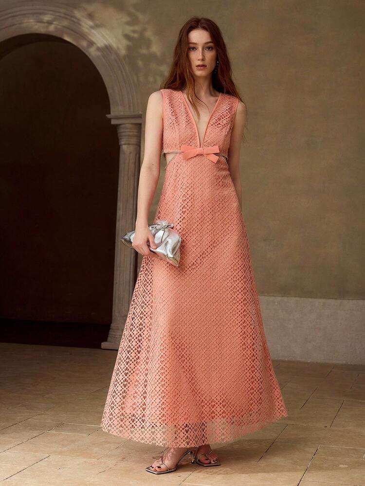 WOMEN'S SLEEVELESS ELEGANT DRESS, SUITABLE FOR SPRING/SUMMER DATES
