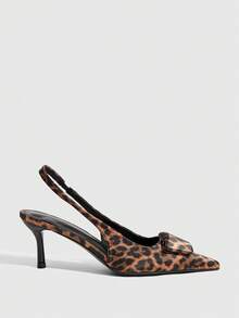 CUCCOO SZL Zapatos de tacón alto de punta afilada con estampado de leopardo para mujer - Naranja - Ver 7