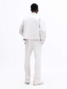 SUMWON Casual Button Down Collared Shirt And Relaxed Drawstring Pants Two Piece Coordinating Set Plain - Light Grey - View 2