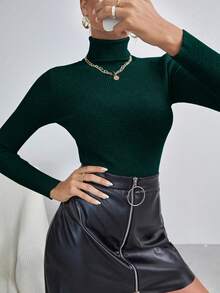 Cévolie 经典高领修身优雅长袖毛衣